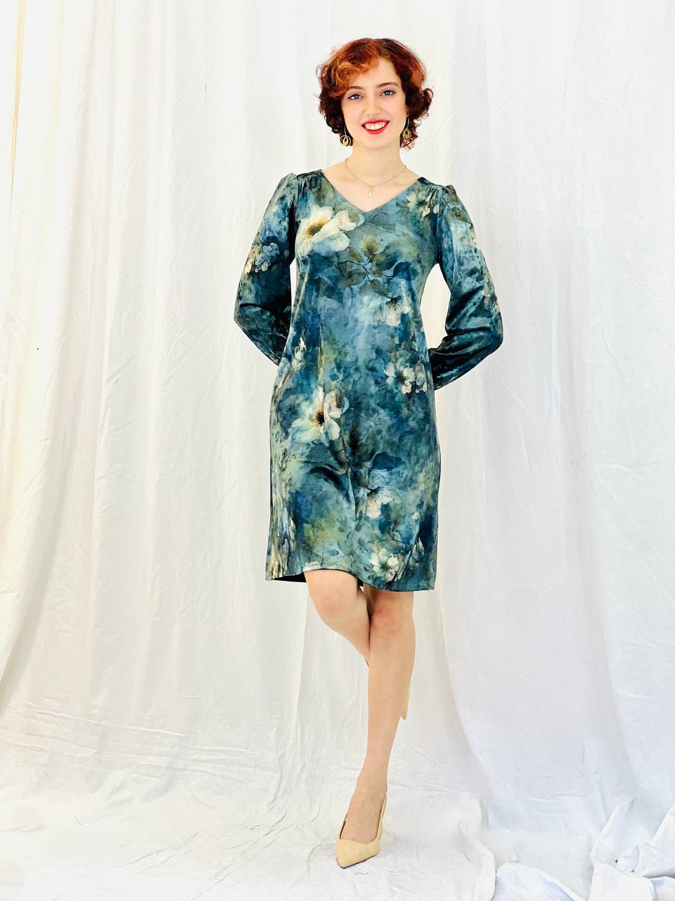 שמלת שהם- ירוק פרחים