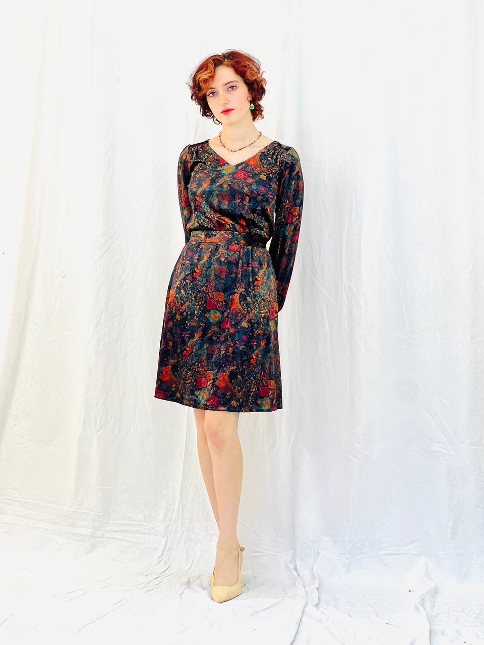 שמלת שהם- שחור פרחים