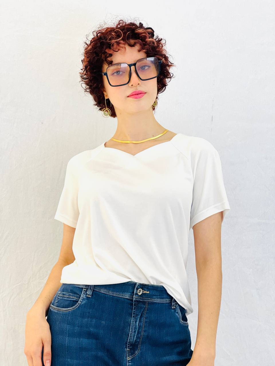 חולצת לב- לבן