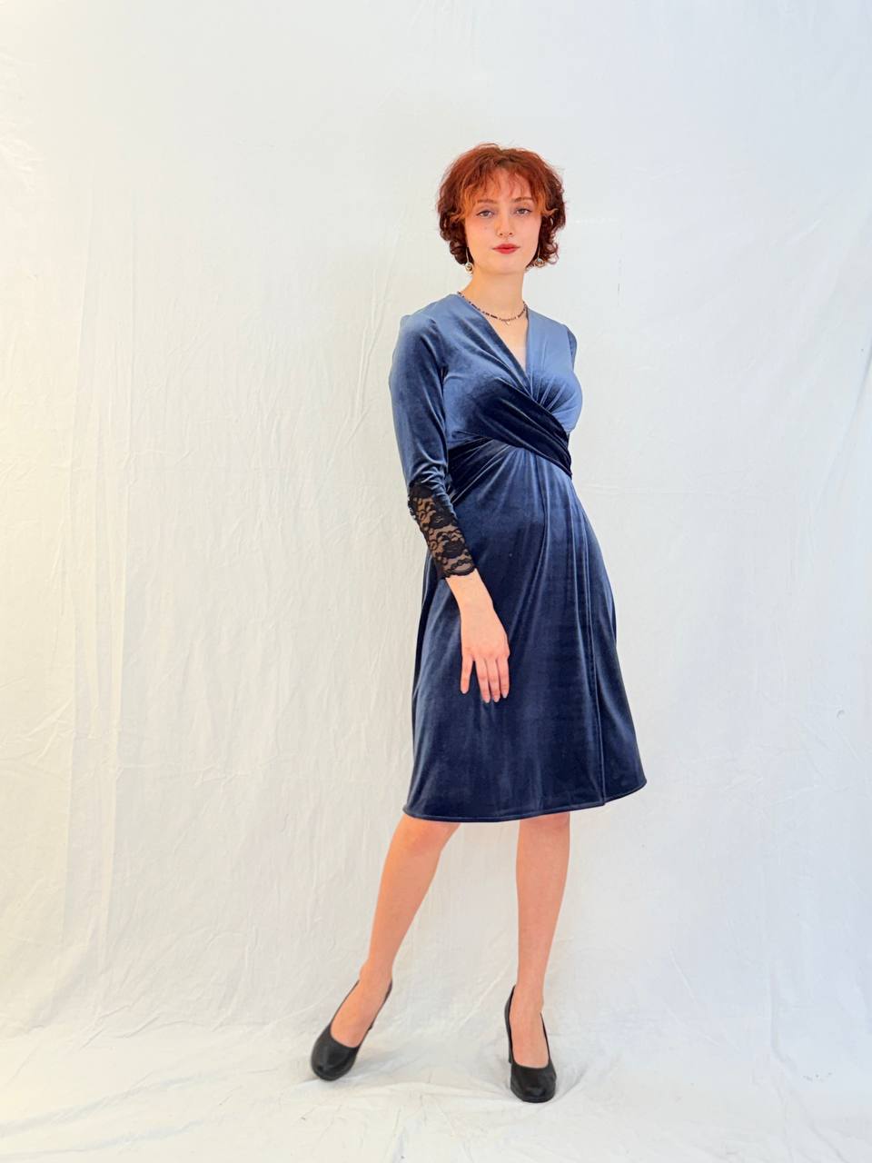 שמלת קארין- אפור כחול