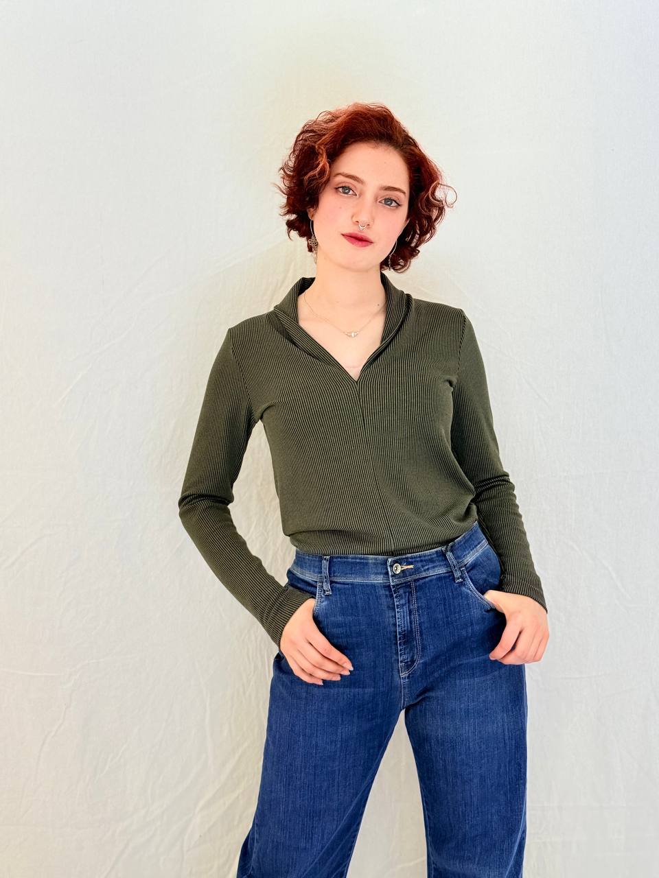 חולצת ליאן- ירוק זית