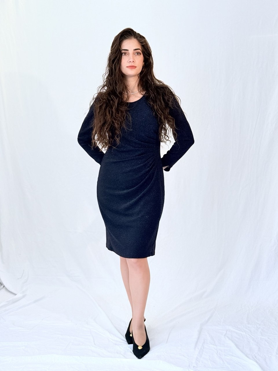 שמלת רויאל- כחול נוצץ (שרוול ארוך)