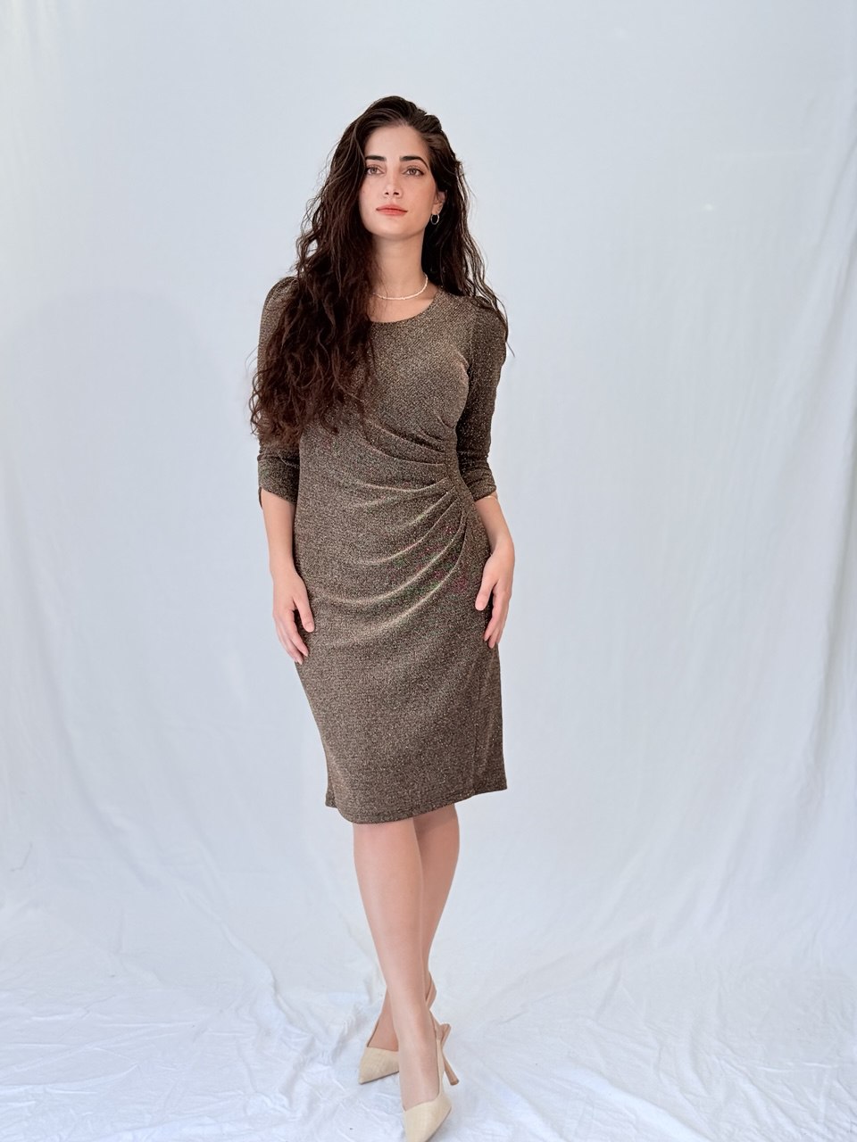 שמלת רויאל- זהב (שרוול ארוך)