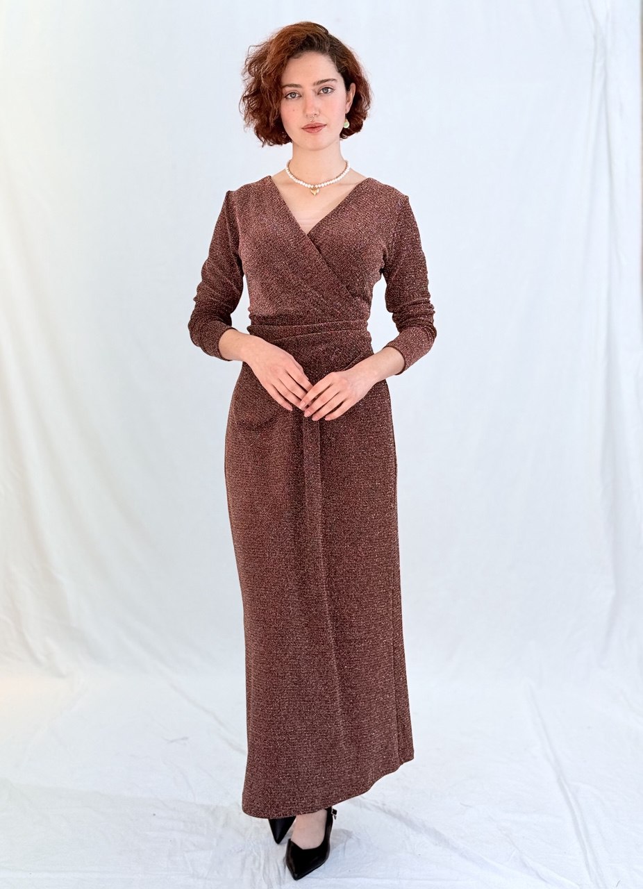 שמלת עדן - בורדו כסוף