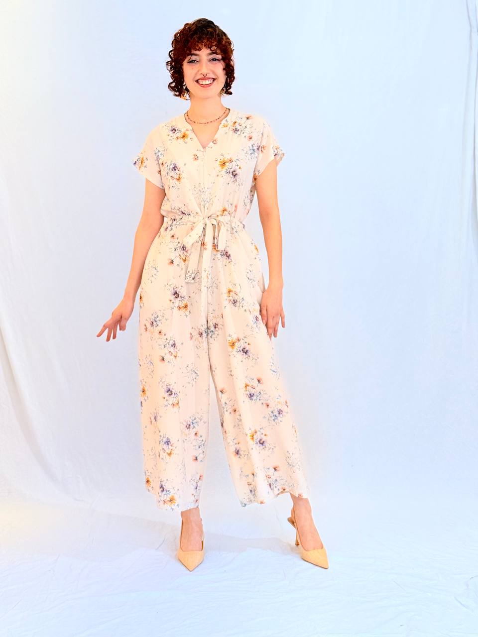 אוברול טורקיז ים- שמנת