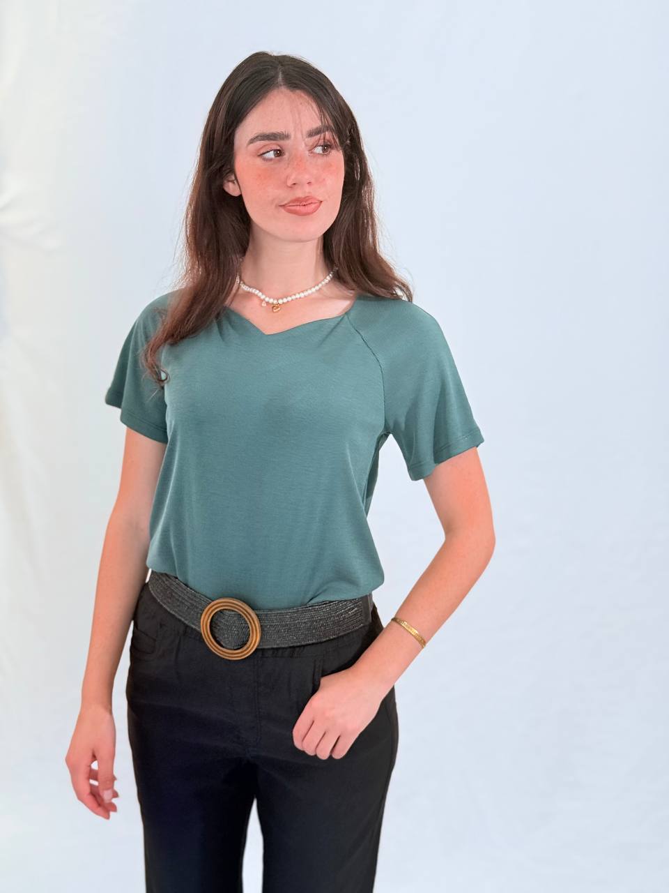 חולצת לב- ירוק