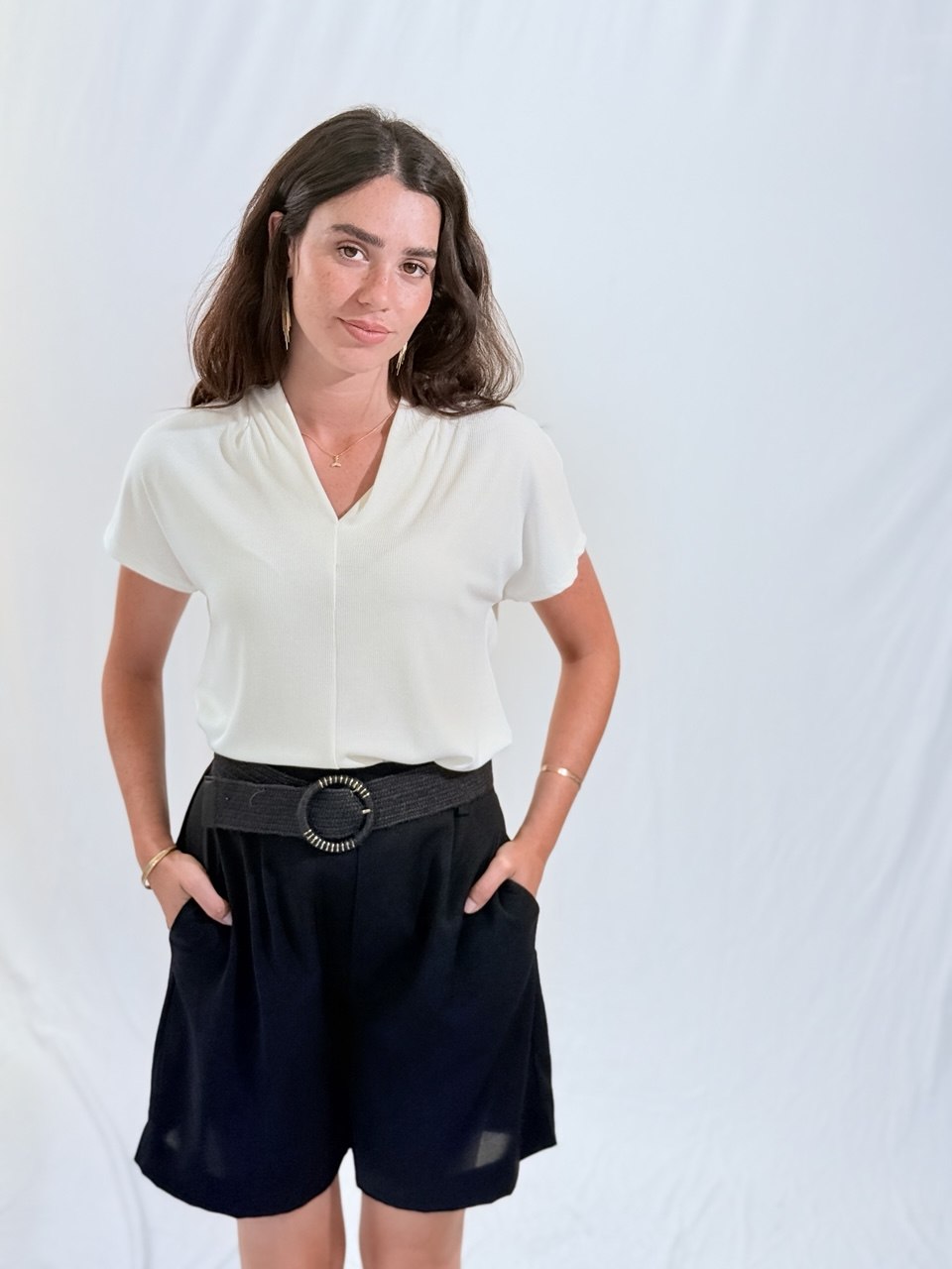 חולצת טורקיז- לבן